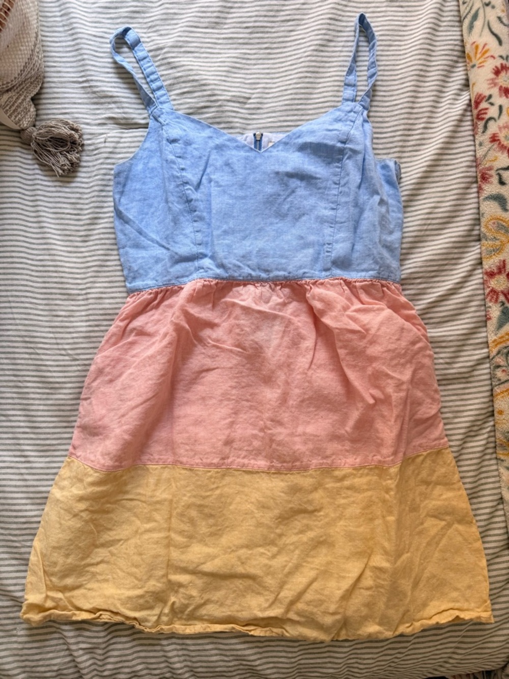 Cynthia Rowley Blue Pink Yellow Colorblock Midi Dress